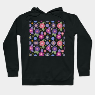 Decorative flowers on black Hoodie